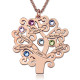 Engraved Family Tree Necklace with Birthstones Sterling Silver