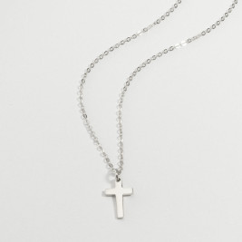 Mini Silver Cross Charm Necklace