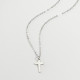 Mini Silver Cross Charm Necklace