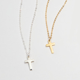 Mini Silver Cross Charm Necklace
