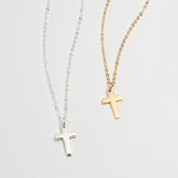 Mini Silver Cross Charm Necklace