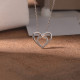 Sterling Silver Double Heart Infinity Diamond Pendant Necklace