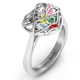 Encased in Love Caged Hearts Ring with Ski Tip Band