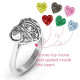 Cursive Mom Caged Hearts Ring with Ski Tip Band