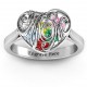 Cursive Mom Caged Hearts Ring with Ski Tip Band