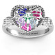 Butterfly Caged Hearts Ring with Butterfly Wings Band