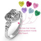 #1 Mom Caged Hearts Ring with Butterfly Wings Band