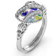 Sparkling Hearts Caged Hearts Ring with Butterfly Wings Band