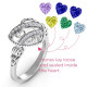 Sparkling Diamond Hearts Caged Hearts Ring with Butterfly Wings Band