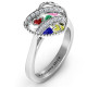 Sparkling Hearts Caged Hearts Ring with Ski Tip Band