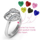 Sparkling Hearts Caged Hearts Ring with Ski Tip Band