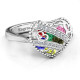 Sparkling Hearts Caged Hearts Ring with Ski Tip Band