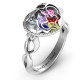 Mother and Child Caged Hearts Ring with Infinity Band