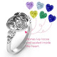 Mother and Child Caged Hearts Ring with Butterfly Wings Band