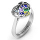 Mother and Child Caged Hearts Ring with Ski Tip Band