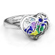 Mother and Child Caged Hearts Ring with Ski Tip Band