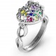 Family Tree Caged Hearts Ring with Infinity Band
