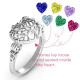 Family Tree Caged Hearts Ring with Butterfly Wings Band