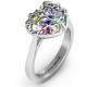 Family Tree Caged Hearts Ring with Ski Tip Band