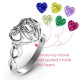 Cursive Mom Caged Hearts Ring with Infinity Band