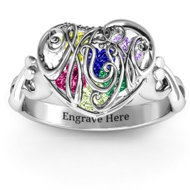 #1 Mom Caged Hearts Ring with Infinity Band