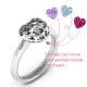 Heart Cut-out Petite Caged Hearts Ring with Classic with Engravings Band