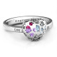 Heart Cut-out Petite Caged Hearts Ring with Classic with Engravings Band