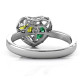 Encased in Love Petite Caged Hearts Ring with Classic with Engravings Band