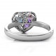 2015 Petite Caged Hearts Ring with Classic with Engravings Band