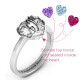 2015 Petite Caged Hearts Ring with Classic with Engravings Band