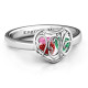 2016 Petite Caged Hearts Ring with Classic with Engravings Band