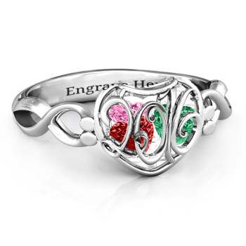 2016 Petite Caged Hearts Ring with Infinity Band