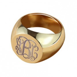 CIrcle Designs Signet Monogram Initial Ring Rose Gold
