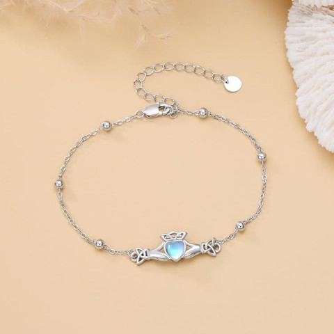 925 Sterling Silver Claddagh Heart Bracelet for Women | Adjustable Celtic Knot Love Friendship & Loyalty Charm Anklet | Gift for Her