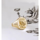 Personalised Coat Of Arms Family Crest Signet Ring in Solid Sterling Silver or Gold Wax Seal