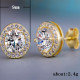 18K Gold Plated Round Square Silver Cubic Zirconia BlingBling Stud Earrings