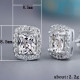 18K Gold Plated Round Square Silver Cubic Zirconia BlingBling Stud Earrings
