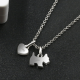 Paw-fect Sparkle Sterling Silver Necklace with Zircon-Studded Dog Pendant and Onyx-Inlaid Heart