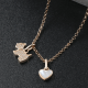 Paw-fect Sparkle Sterling Silver Necklace with Zircon-Studded Dog Pendant and Onyx-Inlaid Heart