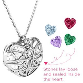 Sterling Silver Celtic Love Knot Trinity Knot Cage Heart Necklace