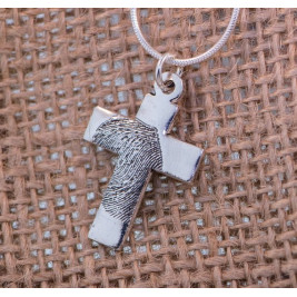 Cross FingerPrint Sterling Silver Necklace
