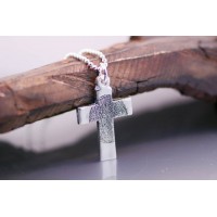 Cross FingerPrint Sterling Silver Necklace