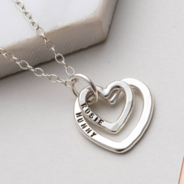 Personalized Double Heart Love Heart Necklace