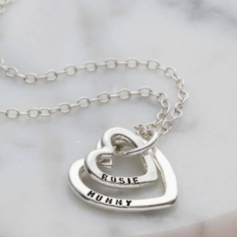 Personalized Double Heart Love Heart Necklace