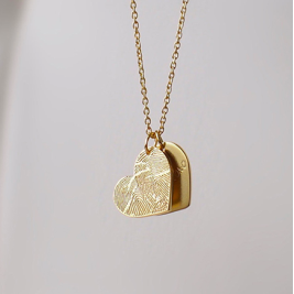 FingerPrint Heart Necklace In Sterling Silver With Signature