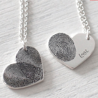 FingerPrint Heart Necklace In Sterling Silver With Signature
