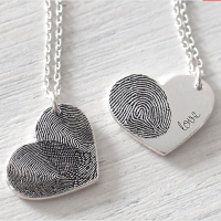 FingerPrint Heart Necklace In Sterling Silver With Signature