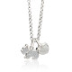 Paw-fect Sparkle Sterling Silver Necklace with Zircon-Studded Dog Pendant and Onyx-Inlaid Heart