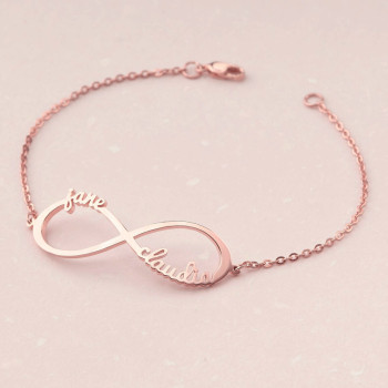 Personalised Name Infinity Bracelet/Anklet - Sterling Silver and Gold Plated