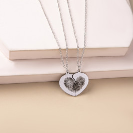 FingerPrint Breakable Heart Necklace In Sterling Silver